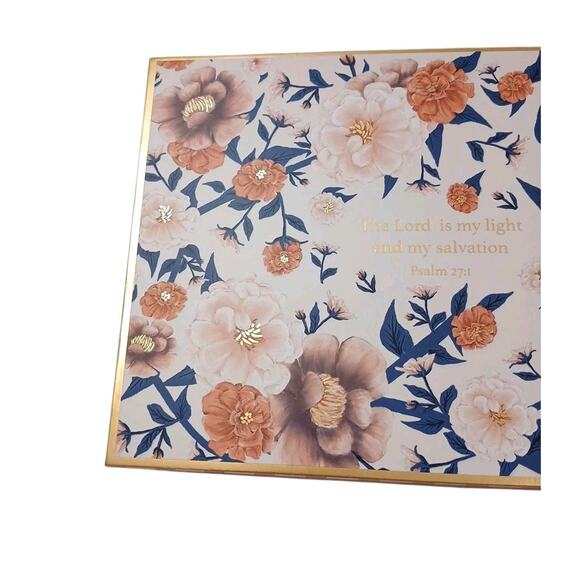 Pooch & Sweetheart STORAGE Box 12.5 x9 Floral Stripes Bible Verse Gift Victorian - Picture 3 of 16